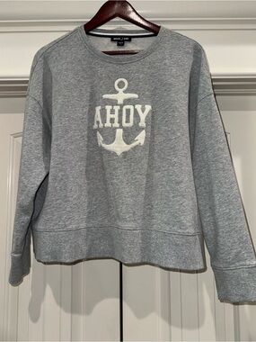 Nautica Jeans Ahoy Anchor Sweatshirt Medium Gray Nautical Coastal Preppy
